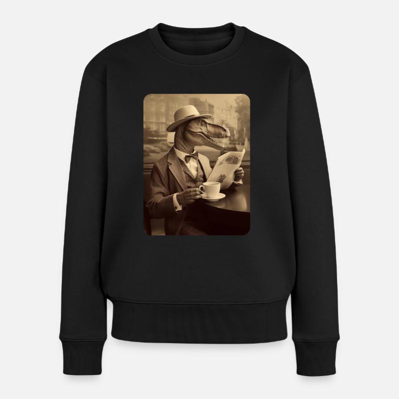 Robert liest beim Frühstück die Zeitung - Frauen Premium Bio Pullover - Schwarz