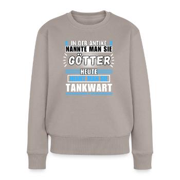 Götter in der Antike. Heute Tankwart - Frauen Premium Bio Pullover - Taupe - Vorne - Julia (174cm)