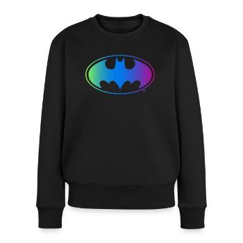 Batman Neon Logo bunt - Frauen Premium Bio Pullover - Schwarz - Vorne - Julia (174cm)