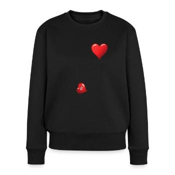 Lustiges Schwangerschafts Herz Design - Frauen Premium Bio Pullover - Schwarz - Vorne - Julia (174cm)