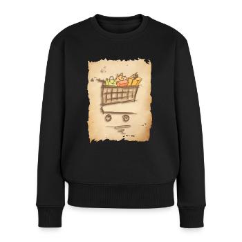 Panier d’épicerie avec des sacs à provisions cadeaux - Pull Premium bio Femme - noir - Devant - Julia (174cm)