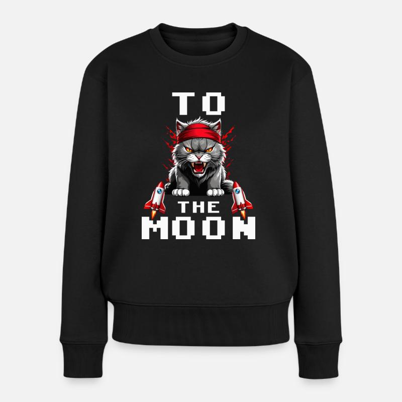 Stock de Kitty to the moon stock - Pull Premium bio Femme - noir