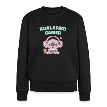 Niedlicher Koala Koalafied Gamer Lustig - Frauen Premium Bio Pullover - Schwarz - Vorne - Julia (174cm)