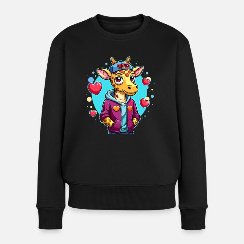 Parade de girafe : girafe cool - Pull Premium bio Femme - noir