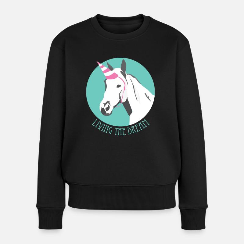 Der Traum vom Einhorn - Frauen Premium Bio Pullover - Schwarz