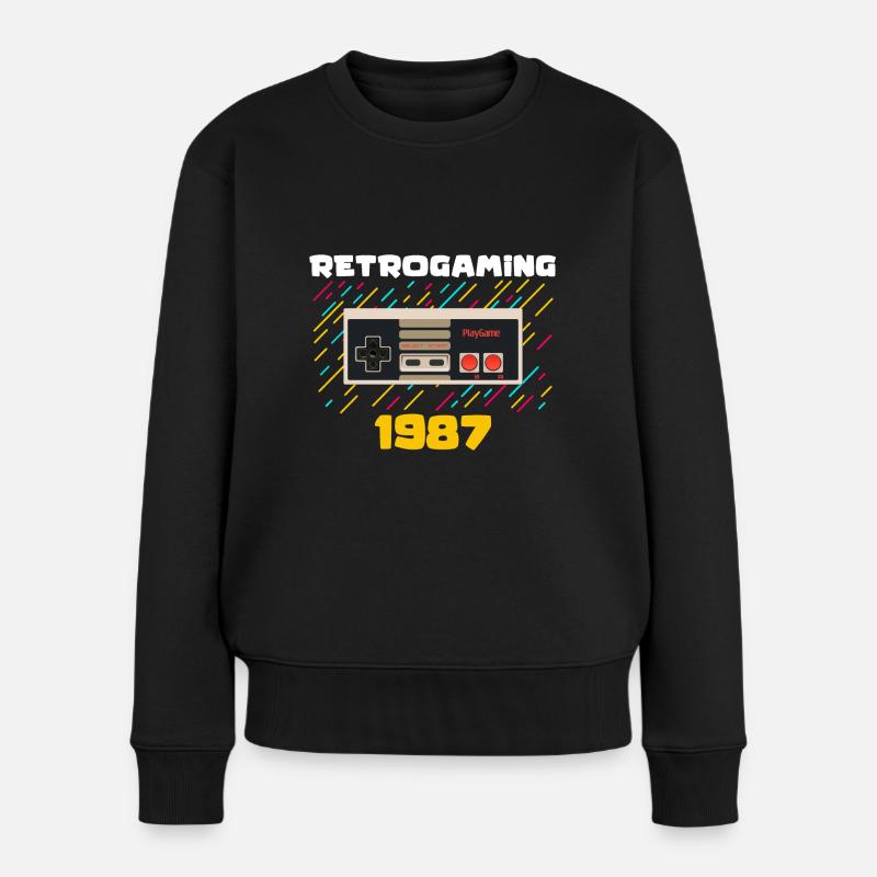 Retrogaming (Retrogaming) - Frauen Premium Bio Pullover - Schwarz
