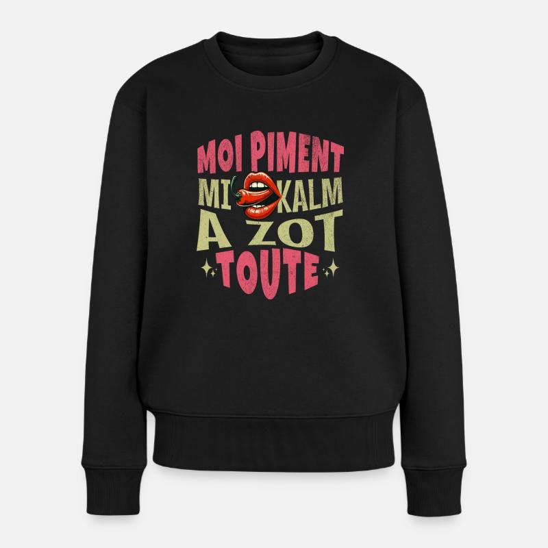 "Ich Chili, ich beruhige euch alle(3) - Frauen Premium Bio Pullover - Schwarz