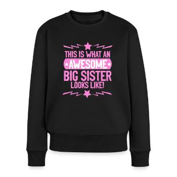 Große Schwester Geschwister Frauen Outfit - Frauen Premium Bio Pullover - Schwarz - Vorne - Julia (174cm)