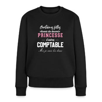 Princesse comptable - Pull Premium bio Femme - noir - Devant - Julia (174cm)