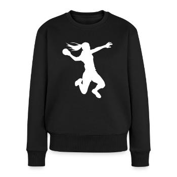 Handball Spielerin - Frauen Premium Bio Pullover - Schwarz - Vorne - Julia (174cm)