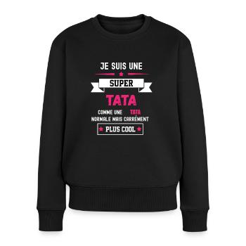 SUPER TATA COMME TATA NORMALE - Pull Premium bio Femme - noir - Devant - Julia (174cm)