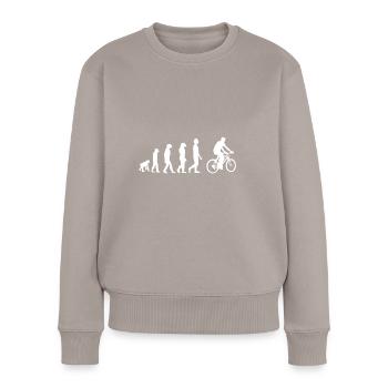 Evolution des Fahrrads - Frauen Premium Bio Pullover - Taupe - Vorne - Julia (174cm)