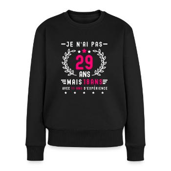 cadeau humour anniversaire 29 ans femme - Pull Premium bio Femme - noir - Devant - Julia (174cm)