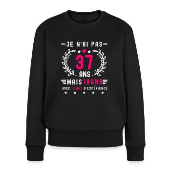 cadeau humour anniversaire 37 ans femme - Pull Premium bio Femme - noir - Devant - Julia (174cm)