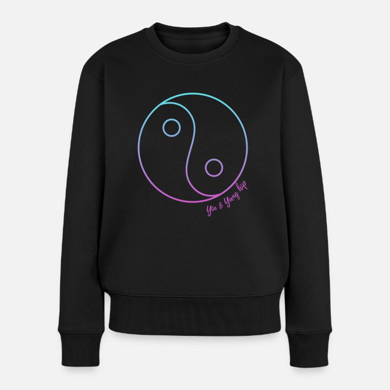 Yin and yang hip - Frauen Premium Bio Pullover - Schwarz