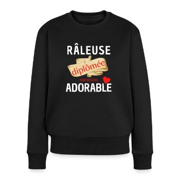 Râleuse diplômée adorable cadeau humour fun femme - Pull Premium bio Femme - noir - Devant - Julia (174cm)