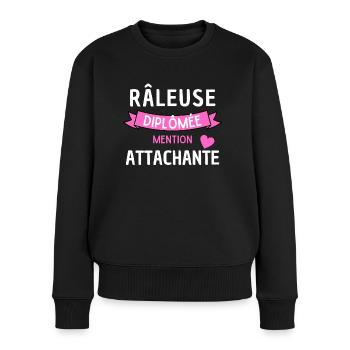 Râleuse diplomée mention attachante humour femme - Pull Premium bio Femme - noir - Devant - Julia (174cm)