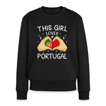 Portugal Flag Coeur Portugais Flag Love - Pull Premium bio Femme - noir - Devant - Julia (174cm)