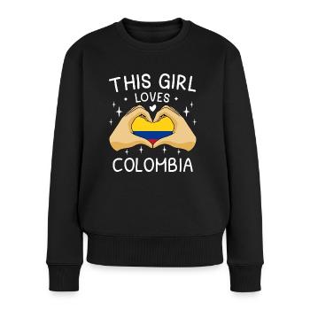 Drapeau Colombie Cœur Drapeau colombien - Pull Premium bio Femme - noir - Devant - Julia (174cm)