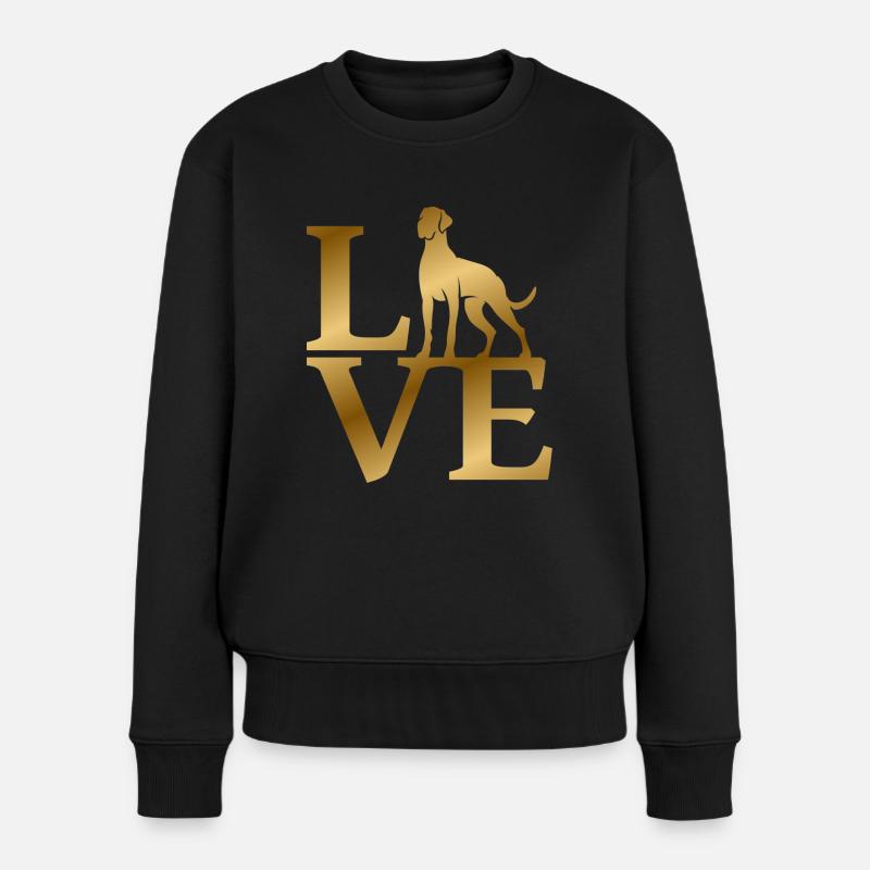 Love deutsche Dogge - Frauen Premium Bio Pullover - Schwarz