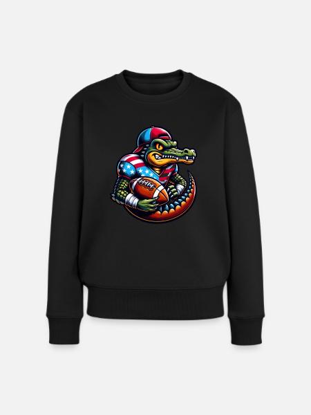 Football Alligator Quarterback - Frauen Premium Bio Pullover - Schwarz