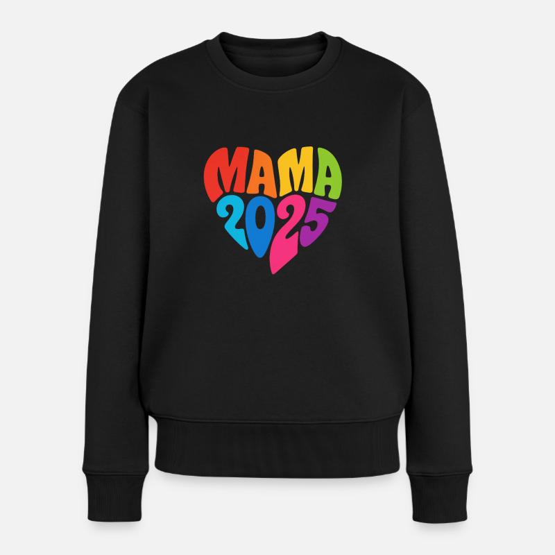 MAMA 2025 - BABY 2025 - Frauen Premium Bio Pullover - Schwarz