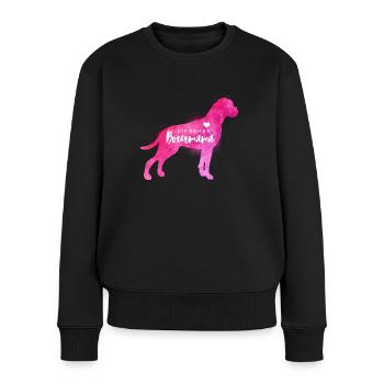 Liebende Boxermama - Frauen Premium Bio Pullover - Schwarz - Vorne - Julia (174cm)