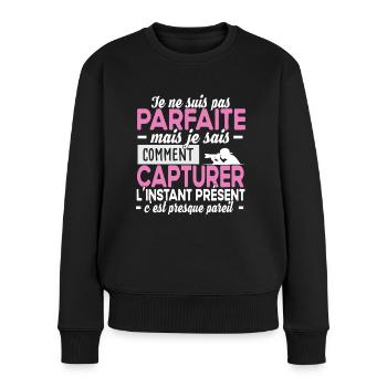 Photographe photographie photo métier cadeau - Pull Premium bio Femme - noir - Devant - Julia (174cm)