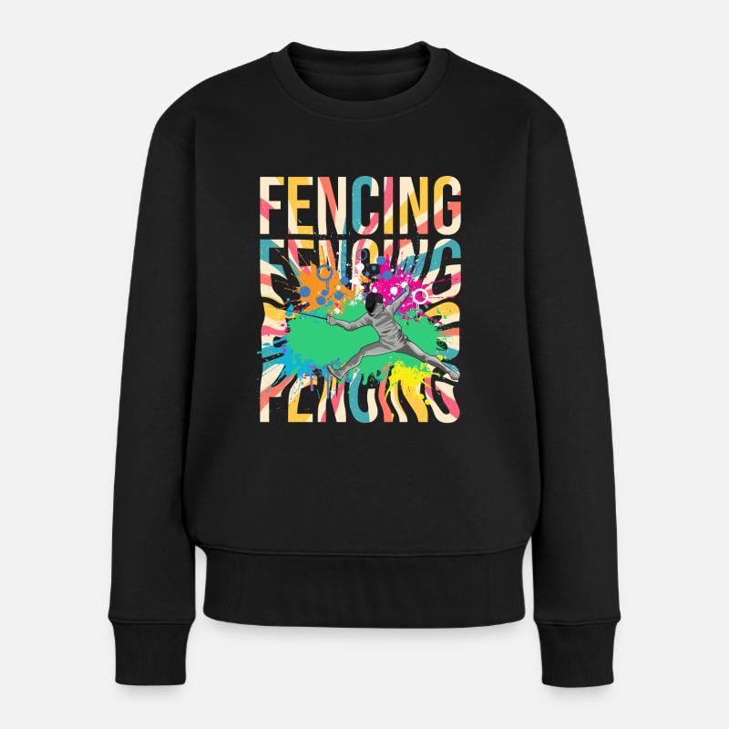 Fechten - Fechter - Frauen Premium Bio Pullover - Schwarz