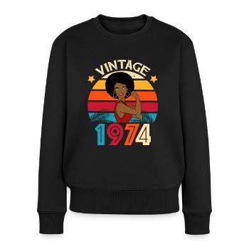 Vintage 1974 Geburtstag Starke Frau - Frauen Premium Bio Pullover - Schwarz - Vorne - Julia (174cm)