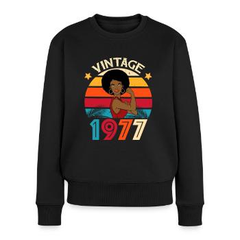 Vintage 1977 Birthday Strong Woman - Women's Premium Organic Jumper - black - Front - Julia (174cm)