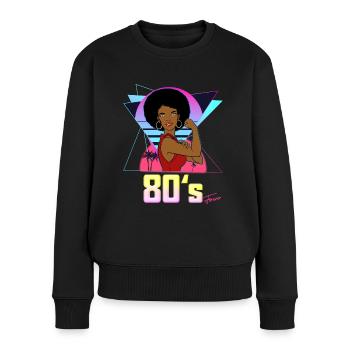 80's forever 1980 Vintage Women Afro Cup - Frauen Premium Bio Pullover - Schwarz - Vorne - Julia (174cm)