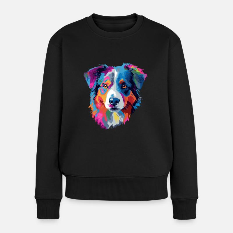 Chien de berger australien coloré - Pull Premium bio Femme - noir