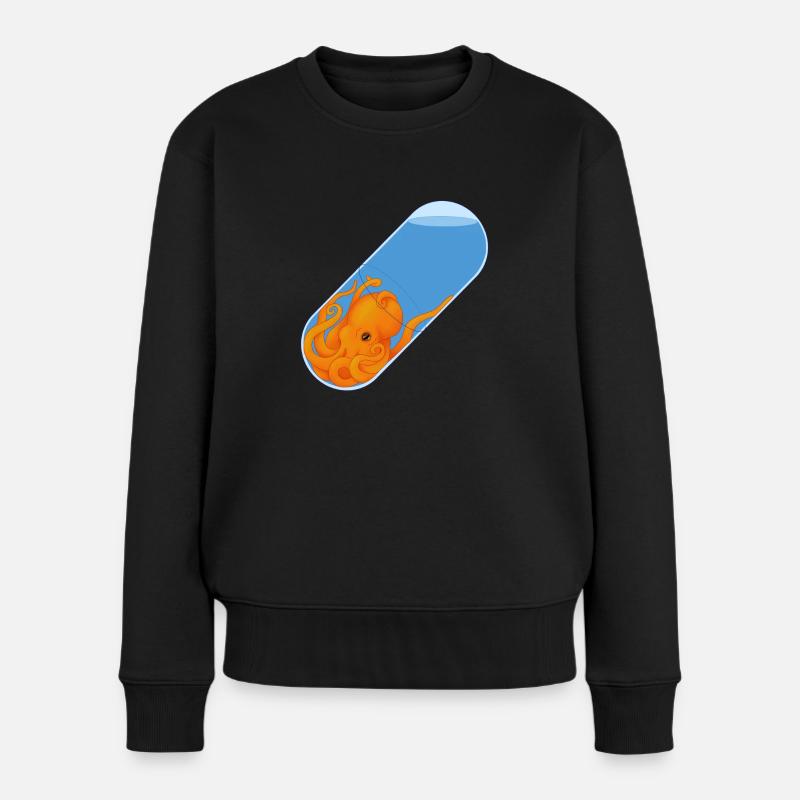 Krakenpille - Frauen Premium Bio Pullover - Schwarz
