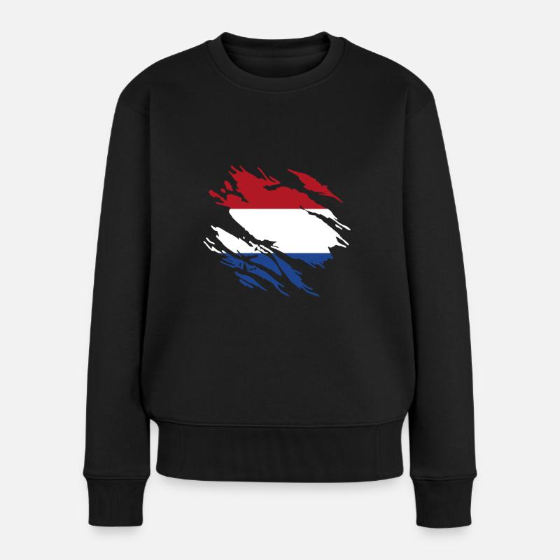 Niederlande Flagge - Frauen Premium Bio Pullover - Schwarz