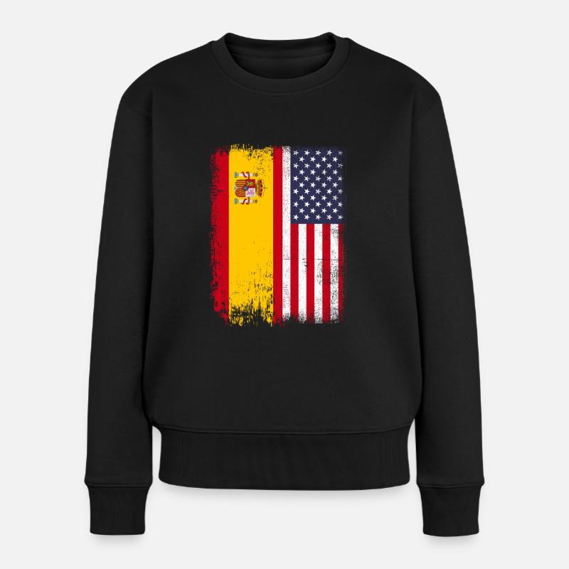 Drapeau espagnol des États-Unis d'Amérique - Pull Premium bio Femme - noir