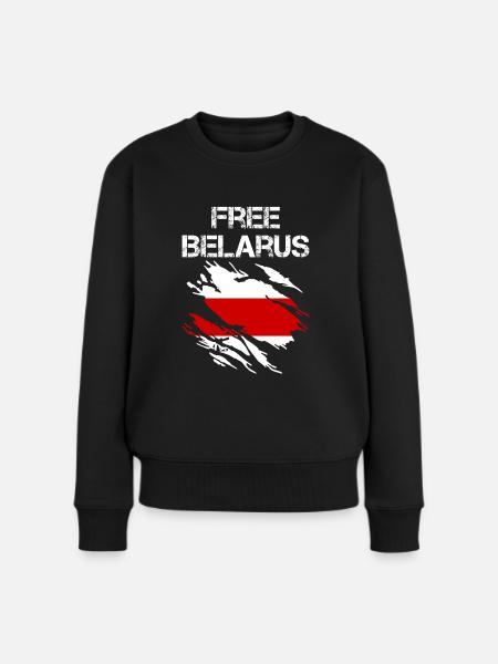Belarus Weißrussland Flagge - Frauen Premium Bio Pullover - Schwarz