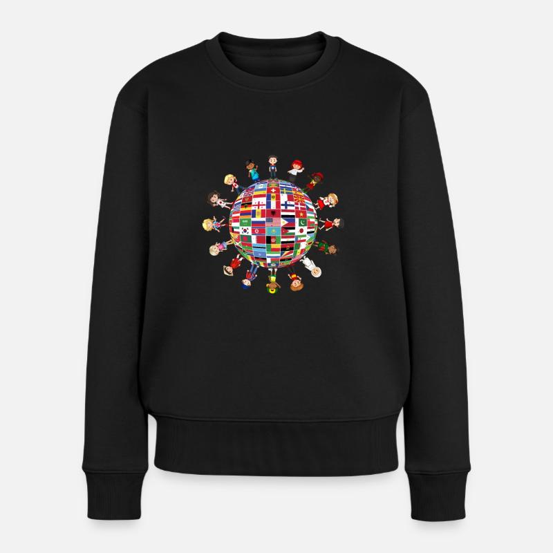 Kulturelle Vielfalt Kinder Rund Um Den Globus - Frauen Premium Bio Pullover - Schwarz