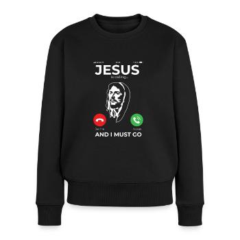 Jesus Katholisches Christliches Geschenk - Frauen Premium Bio Pullover - Schwarz - Vorne - Julia (174cm)