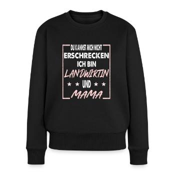 Landwirtin Mama Geschenkidee - Frauen Premium Bio Pullover - Schwarz - Vorne - Julia (174cm)