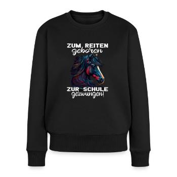 Pferdemädchen Pferdemama - Reiten - Westernreiten - Frauen Premium Bio Pullover - Schwarz - Vorne - Julia (174cm)
