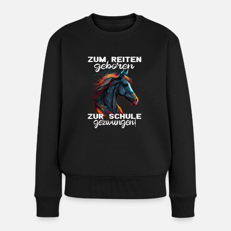 Pferdemädchen Pferdemama - Reiten - Westernreiten - Frauen Premium Bio Pullover - Schwarz