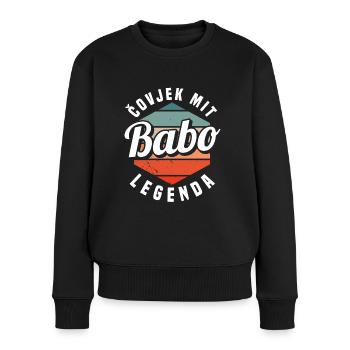 Babo Bosnien Vater Bosnischer Papa Balkan Bosna - Frauen Premium Bio Pullover - Schwarz - Vorne - Julia (174cm)