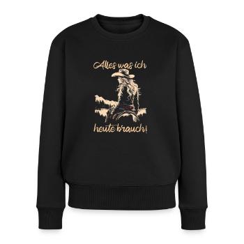 Reiterin & Pferd | Pferdemädchen | Westernreiten - Frauen Premium Bio Pullover - Schwarz - Vorne - Julia (174cm)