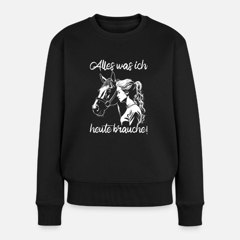 Reiterin & Pferd | Pferdemädchen | Westernreiten - Frauen Premium Bio Pullover - Schwarz