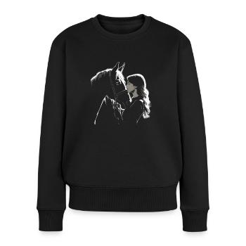 Reiterin & Pferd | Pferdemädchen | Westernreiten - Frauen Premium Bio Pullover - Schwarz - Vorne - Julia (174cm)