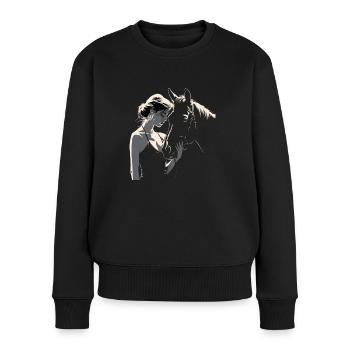Rider & Horse | Horse Girl | Western Horseback Riding - Women's Premium Organic Jumper - black - Front - Julia (174cm)