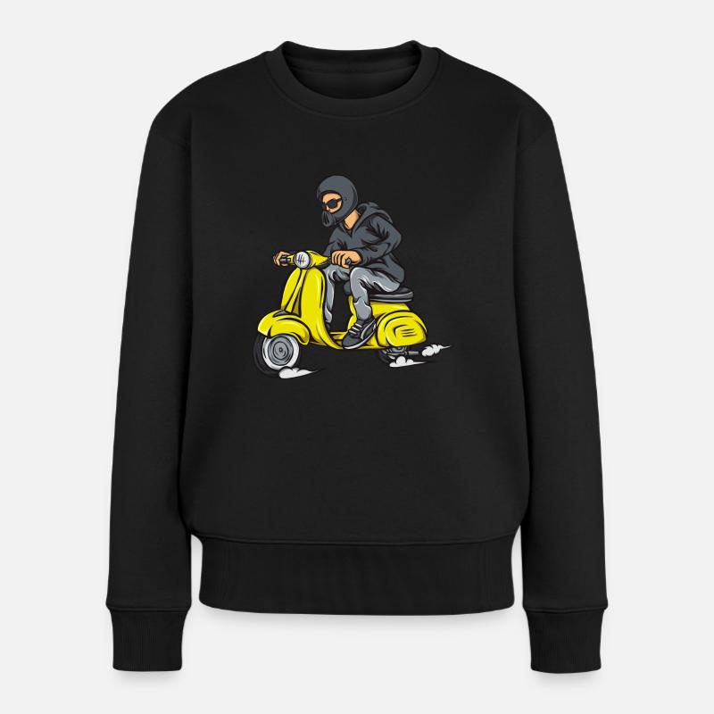 Moped Mofafahrer - Frauen Premium Bio Pullover - Schwarz