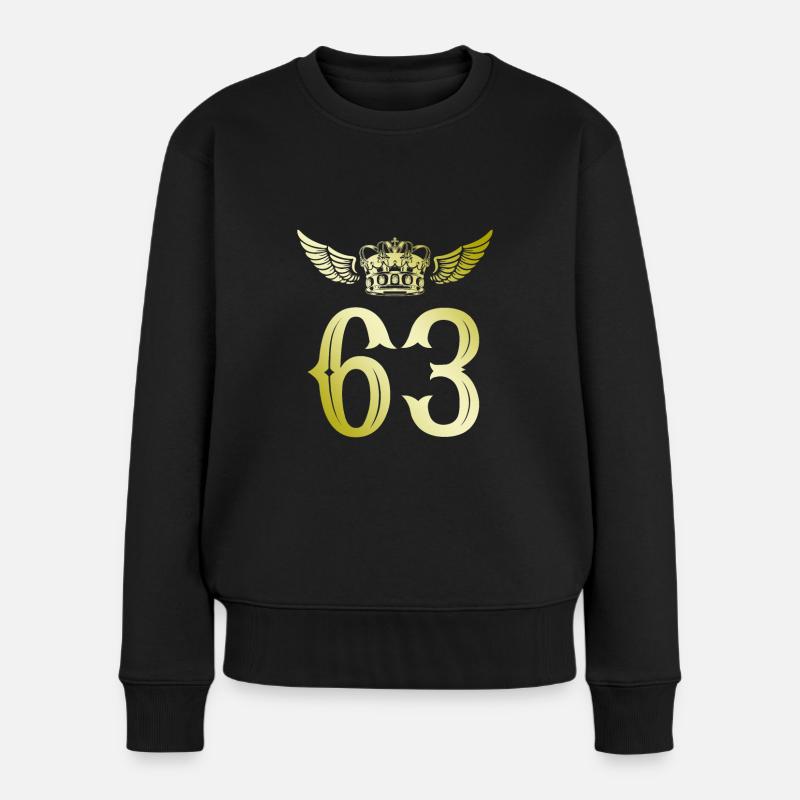 63 Zahl Krone - Frauen Premium Bio Pullover - Schwarz