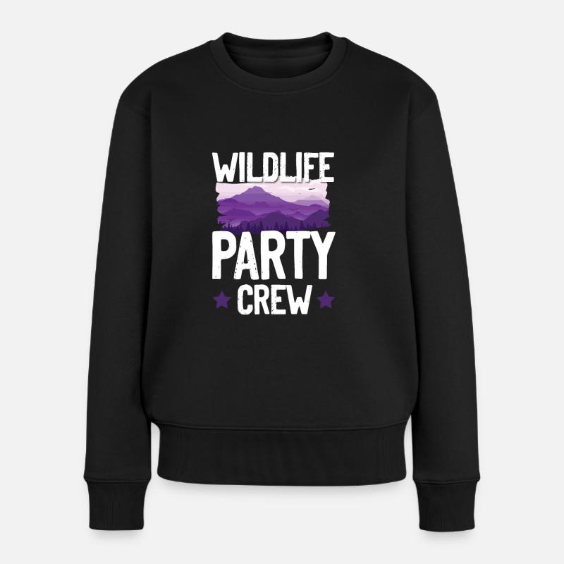 Wildlife Party Crew - Frauen Premium Bio Pullover - Schwarz